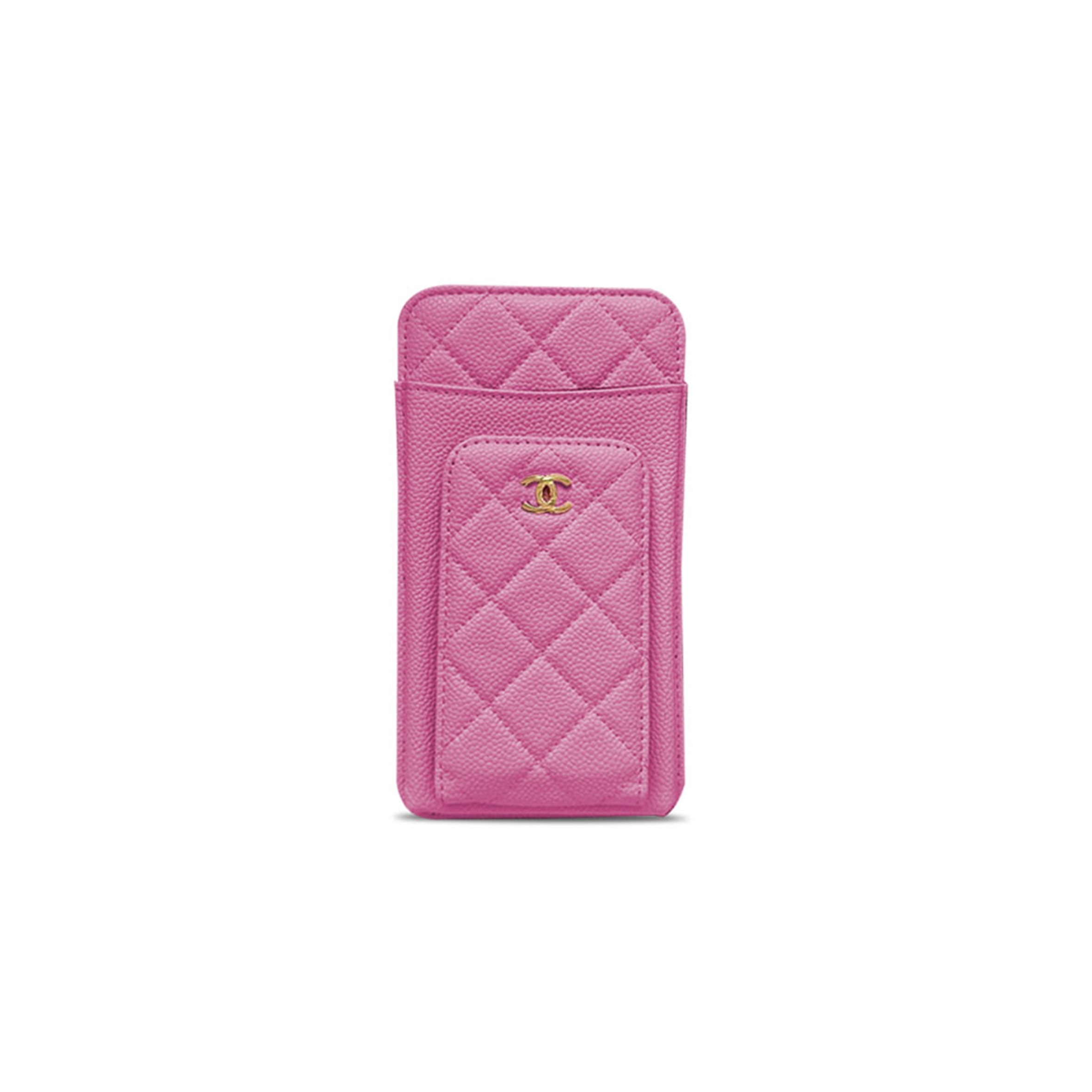 Ch*el caviar quilted cc phone holder rose red (18*10*3cm)